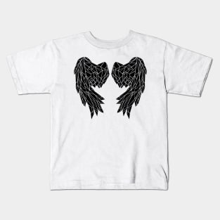 Black Polygonal Folded Wings Kids T-Shirt